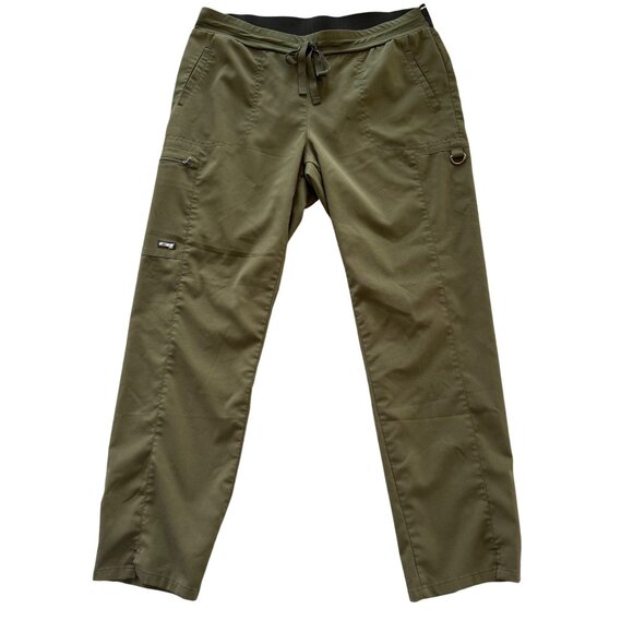 Greys Anatomy By Barco Spandex Stretch Olive Scrub Pants L Adjustable Drawstring - Picture 1 of 9